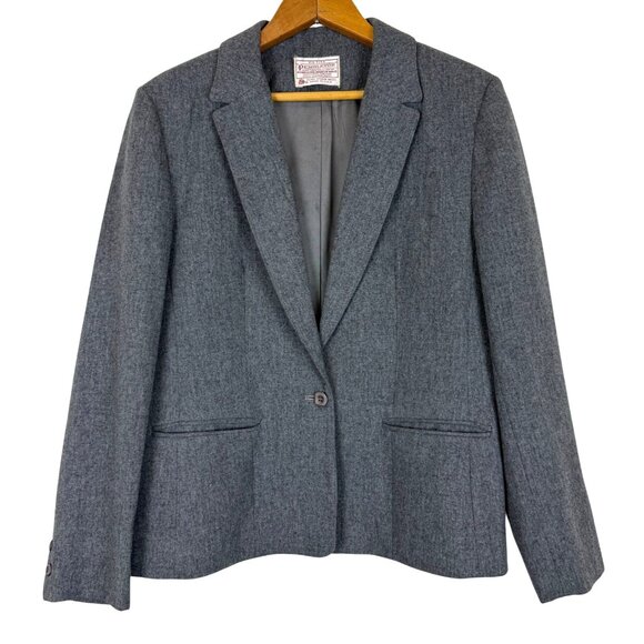 Pendleton Jackets & Blazers - Vtg 80s Pendleton Women’s Petite Large? Gray Wool Blazer Jacket Wool USA